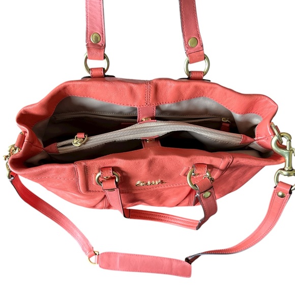Coach Coral Leather Shoulder Bag with Gold Accents - Picture 5 of 8